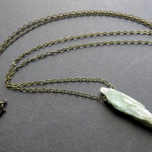Green Kyanite Necklace Raw Crystal Necklace Kyanite Pendant Boho Necklace Raw Stone Necklace Kyanite Jewelry Raw Stone Jewelry image 5