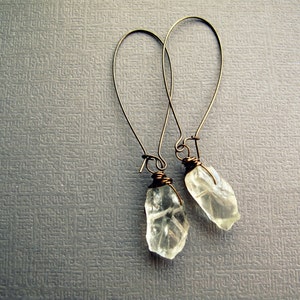 Green Amethyst Earrings - Raw Crystal Earrings - Boho Crystal Earrings - Crystal Dangle Earrings - Green Amethyst Jewelry - Boho Earrings