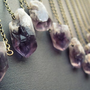 Raw Amethyst Necklace Raw Crystal Necklace Layering Necklace Boho Crystal Pendant Amethyst Pendant February Birthstone Necklace image 1