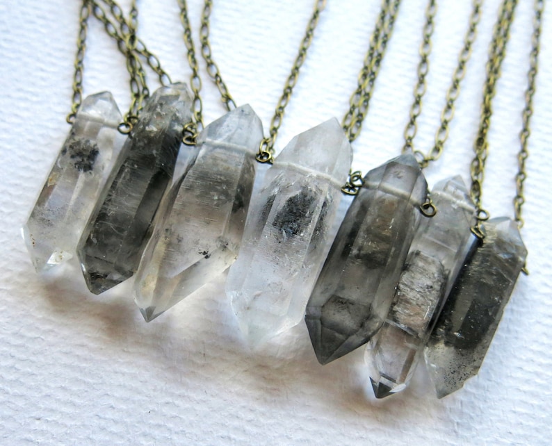 Raw Stone Jewelry Raw Crystal Necklace Double Terminated Tibetan Quartz Necklace Raw Stone Necklace Boho Crystal Point Necklace