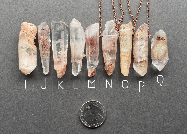 Garden Quartz Jewelry Phantom Quartz Necklace Dream Quartz Pendant Pink Crystal Pendant Raw Crystal Necklace Peach Lodolite Necklace