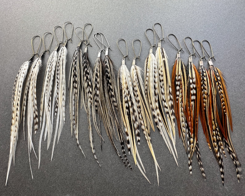 White Feather Earrings, Bridal Boho Earrings for Wedding, Natural Real Feather Earrings, Long Statement Earrings image 8