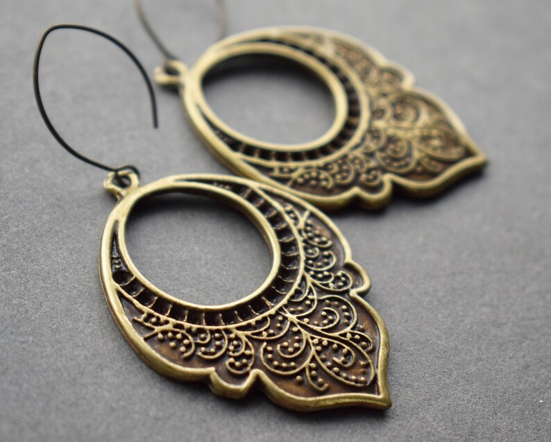 Bronze Mandala Earrings Festival Jewelry Big Bronze Etsy