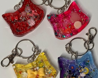 One of a Kind Resin Keychain – Shimmering Fidget Charm, Handmade Sensory Tool, DecoDeco
