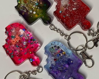 One of a Kind Resin Keychain – Shimmering Fidget Charm, Handmade Sensory Tool, DecoDeco