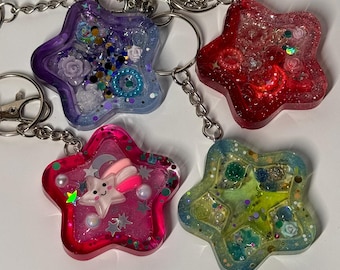 One of a Kind Resin Keychain – Shimmering Fidget Charm, Handmade Sensory Tool, DecoDeco