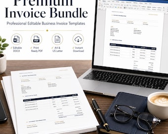 Premium Invoice Bundle | Editable Invoice Template | Microsoft Word Invoice | Business Invoice | Instant Download