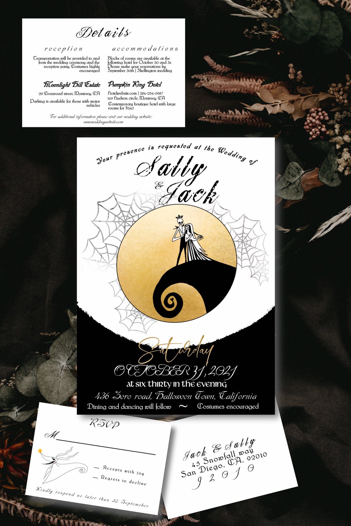 Nightmare Before Christmas Wedding Invitation Set Printable Etsy