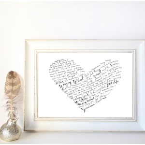 Wagon Wheel Lyric Art Handlettered Art Print / Heart Shape Artwork Digital Download