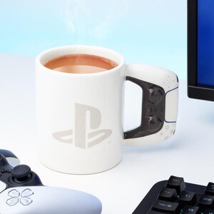 Manette PlayStation 5 PS5 DualSense, mug en céramique blanc argenté