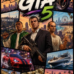 Gioco GTA 5, Grand Theft Auto V, Gioco d'azione e avventura GTA V, Gioco di crimine open world, Gioco di Los Santos, Gioco per PC