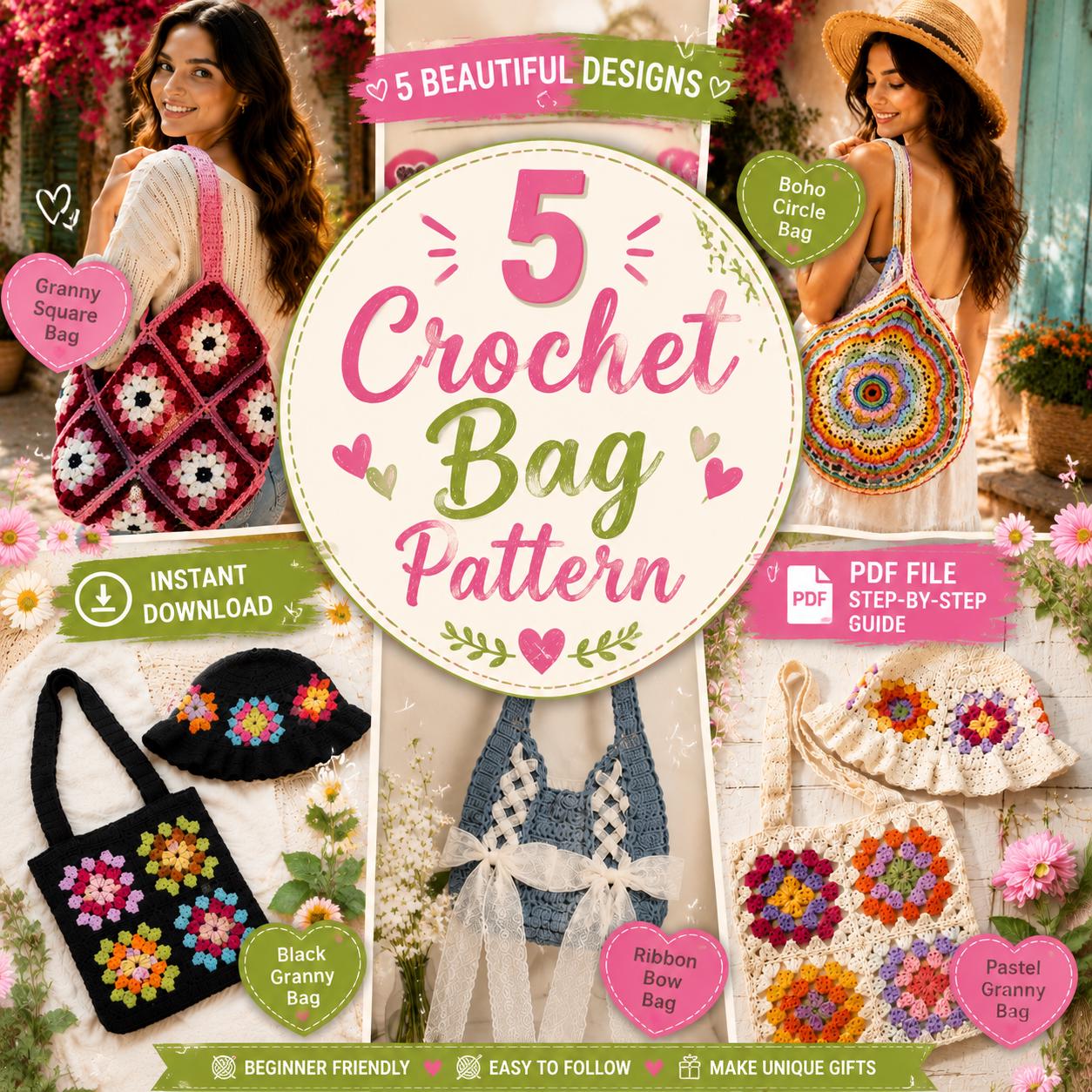 30 Tapestry Crochet Patterns: Our Favorite Wall Art, Bags, and Gifts 4 5 Crochet Bag Pattern Bundle