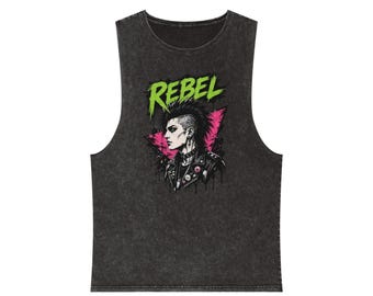 REBEL Punk Stonewash Tank  | 100% Cotton