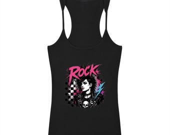 Punk Rock z lat 80. — dopasowany, prążkowany top typu racerback