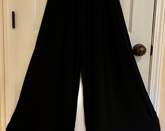 Moroccan Susti Black Pull On Flowing Pants OSFM