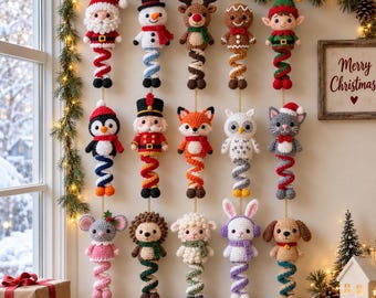 15 Knitted Christmas Spiral Ornaments, Easy Beginner Pattern (PDF Download)
