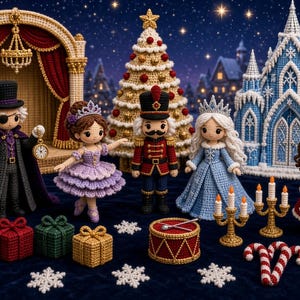 くるみ割り人形バレエあみぐるみセット｜26ピースのクリスマスジオラマ（PDFパターン）