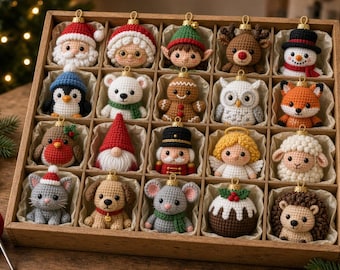 20 Crochet Christmas Ornament Patterns, Beginner Amigurumi Baubles (PDF)