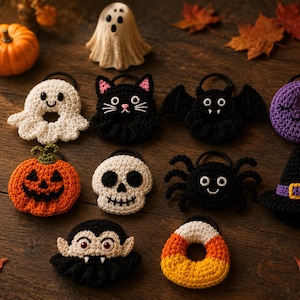 10 Halloween Crochet Scrunchie Patterns | Spooky Hair Ties (PDF Download)