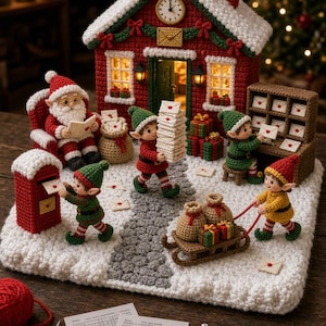 Santa's Post Office Amigurumi Crochet Pattern, North Pole Village, Elves, Mailbox, Sled (PDF Bundle)