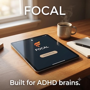 FOCAL — App per le funzioni esecutive in caso di ADHD / Nessun abbonamento / Promemoria attività / Timer per la concentrazione / Download digitale / Accesso immediato