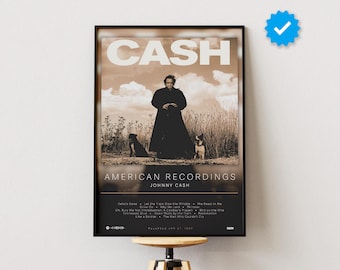 Johnny Cash American Recordings Poster | Country Album Cover Wall Art | Gift for Country Fan | Music Room Decor