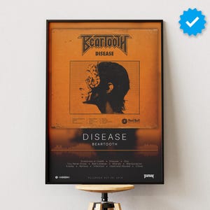 Poster ziekte van Beartooth | Muurkunst metalen albumhoes | Cadeau voor Metalhead | Muziekkamerdecoratie