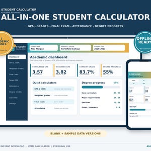 Student GPA Calculator |  Academic Dashboard, Attendance Tracker (HTML Download)