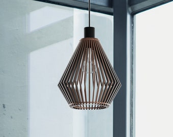 Holzlampe / Holzlampenschirm / Hängelampe / Pendelleuchte / dekorative Deckenleuchte / moderne Lampe /