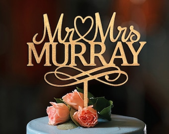Custom Wedding Cake Topper with Last Name, Personalized wedding cake topper, Calligraphy Wedding Cake Topper
