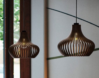 BROWN BELLAR Plafonnier en bois de style scandinave moderne - Luminaire élégant et décoratif avec une douce luminosité