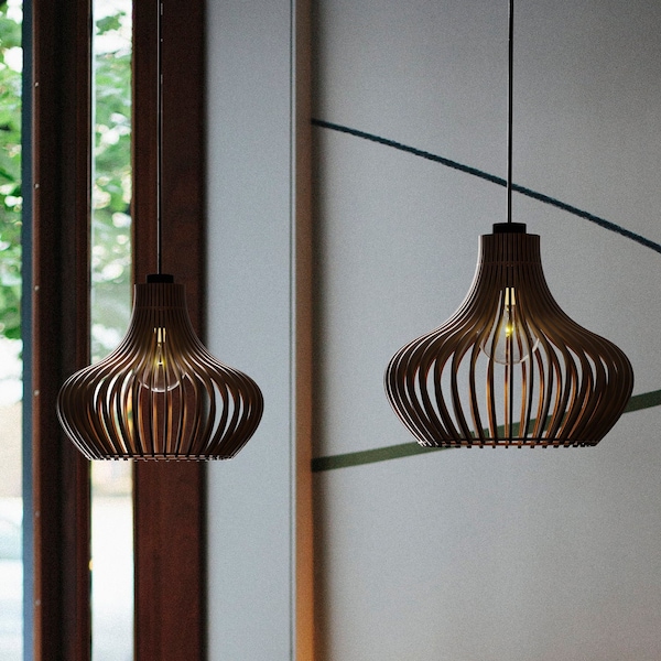 BROWN BELLAR Plafonnier en bois de style scandinave moderne - Luminaire élégant et décoratif avec une douce luminosité