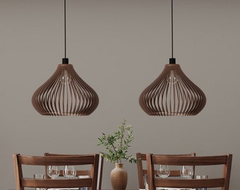 BROWN TROONIC Modern Wood Pendant Lamp - Stylish Ceiling Mount Fixture - Perfect for Contemporary Decor