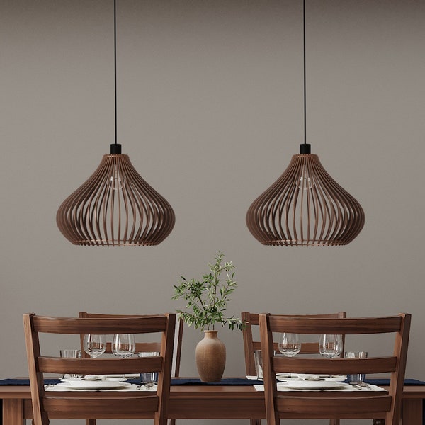 BROWN TRONIC Lampe à suspension unique en bois fabriquée à la main - Luminaire contemporain pour un montage au plafond élégant - Élément de décoration moderne