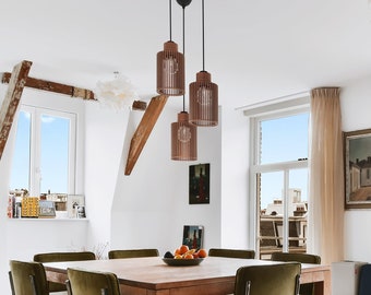 PAASIA | Modern Pendant Ceiling Light - Choice of Natural, Black, or Brown Finish, Multiple Sizes