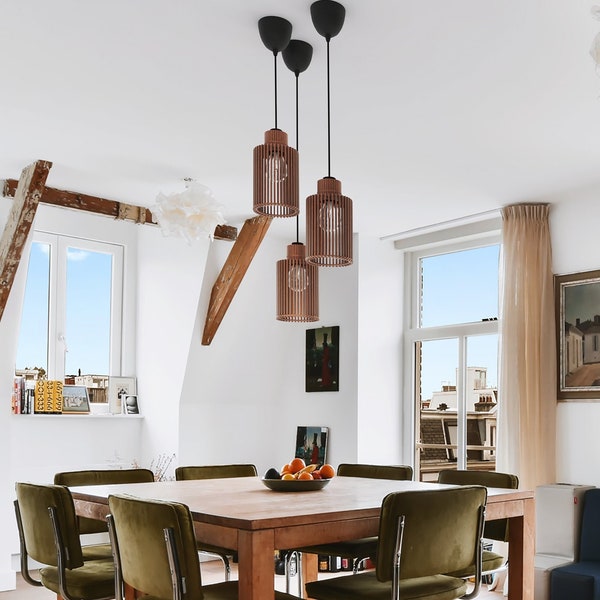 PAASIA | Modern Pendant Ceiling Light - Choice of Natural, Black, or Brown Finish, Multiple Sizes