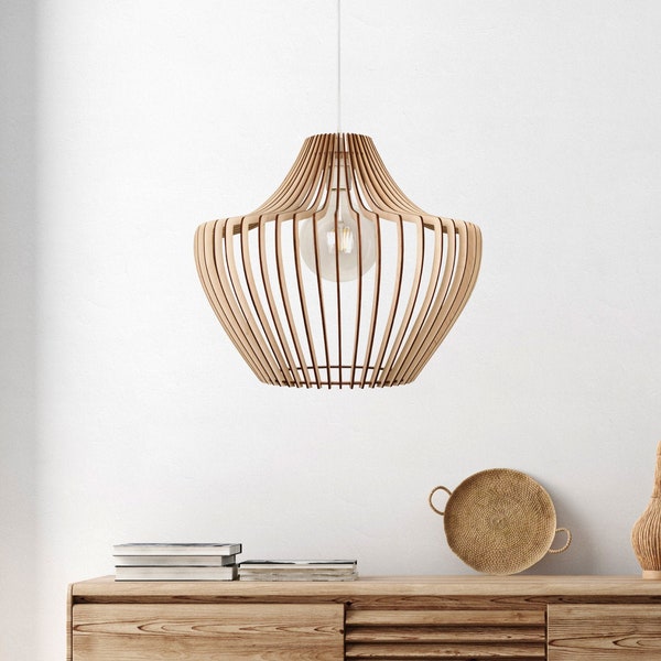 ULLTRAL Wood Lamp / Wooden Lamp Shade / Hanging Lamp / Pendant Light / Decorative Ceiling Lamp / Modern Lamp /