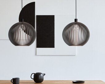 BLACK OVIAAN Scandinavian Style Wood Pendant Ceiling Lamp - Modern and Stylish Decorative Lighting