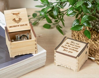 Drunken Sailor - Personalized Hand Crank Wood Music Box With Custom Engraving