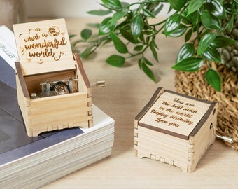 What a Wonderful World - Louis Armstrong - Personalized Hand Crank Wood Music Box With Custom Engraving