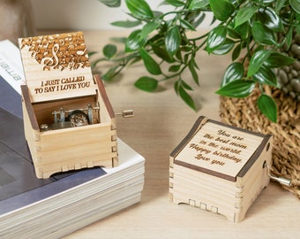 I Just Called To Say I Love You - Stevie Wonder - Personalized Hand Crank Wood Music Box With Custom Engraving