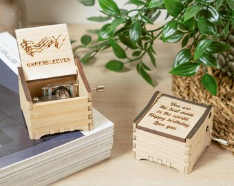 Greensleeves - Personalized Hand Crank Wood Music Box With Custom Engraving