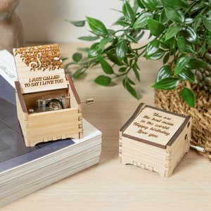 I Just Called To Say I Love You Stevie Wonder Personalized Hand Crank Wood Music Box With Custom Engraving image 1