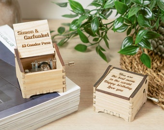 El Condor Pasa - Simon & Garfunkel Personalized Hand Crank Wood Music Box With Custom Engraving