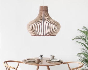 BELLAR Modern Scandinavian Style Ceiling Mount Wood Pendant Lighting Lamp Shade with E26/27 Base