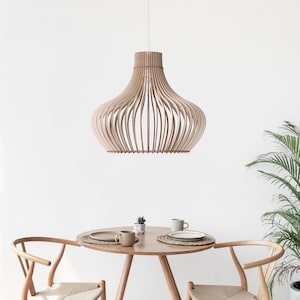 BELLAR Modern Scandinavian Style Ceiling Mount Wood Pendant Lighting Lamp Shade with E26/27 Base