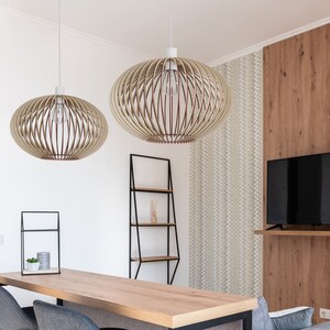 ACAADIO Stylish Wood Ceiling Lamp Natural, Black, Brown Options, Various Sizes & Eco-Friendly zdjęcie 4