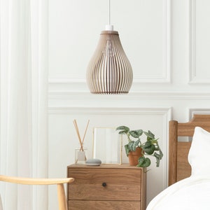 VEESTA Eco-Friendly Wood Lamp Shade Available in Natural, Black, or Brown, Different Sizes image 2
