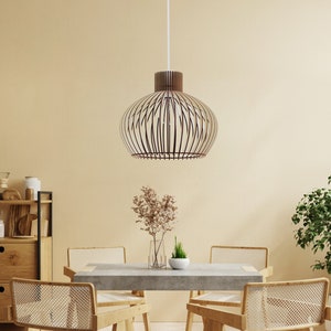 LOCAALI Modern Scandinavian Style Ceiling Mount Wood Pendant Lighting Lamp Shade with E26/27 Base image 2