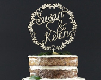 Personalisiert Hochzeitstorte Topper - Kuchen-Dekor - Holz-Kuchen-Deckel